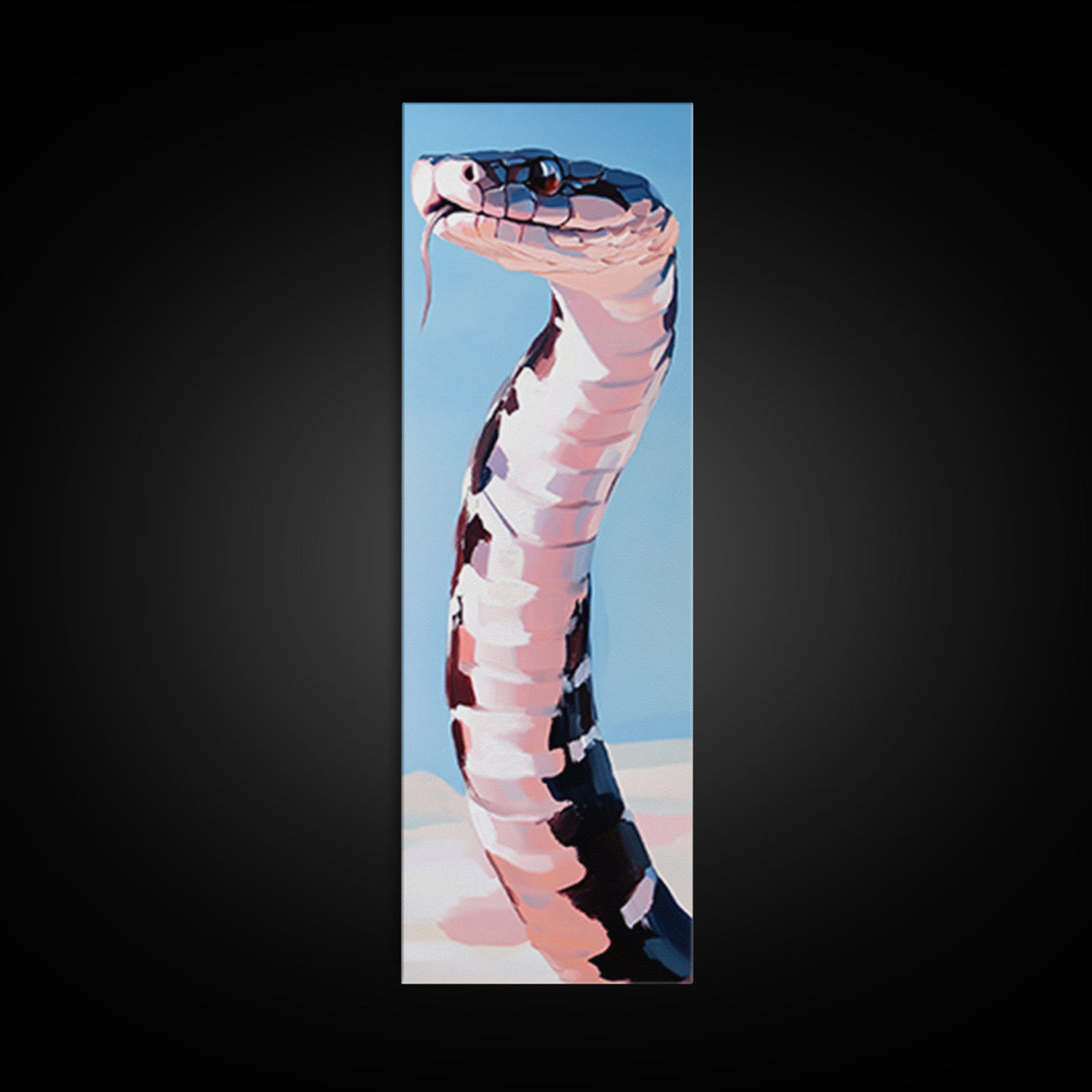 Black and White Snake Pink Canvas Print,  Moody Art, Minimalist Art, Vertical Wall Art, Rustic Decor, Gift Idea Him