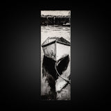 Monochrome Boat Reflection Framed Canvas Print nautical painting moody art coastal wall art nautical wall art gift idea for him