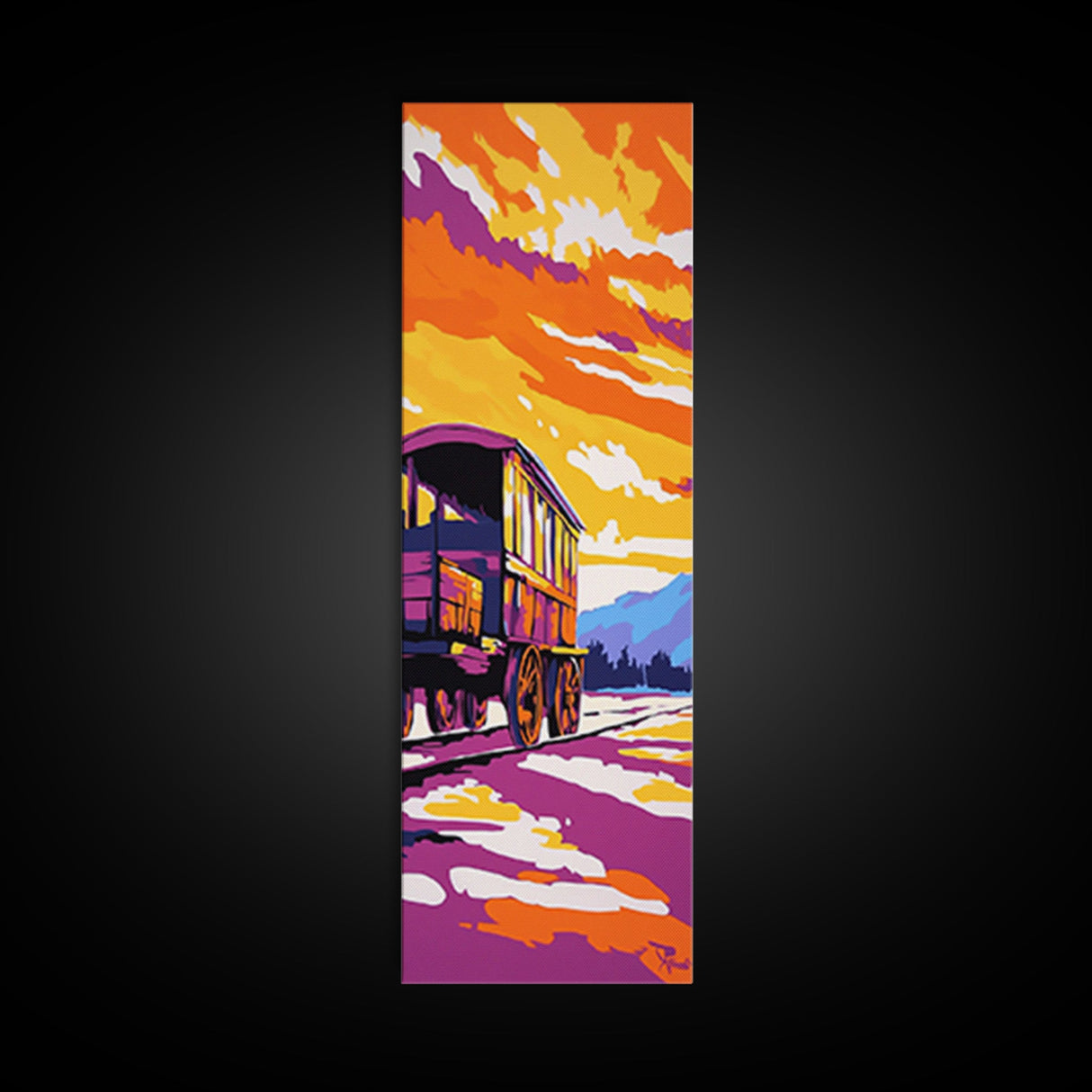 Colorful Sunset Wagon Canvas Print rustic art southwestern wall art farmhouse art boho art moody art above bed wall art