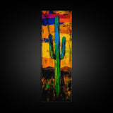 Vibrant Cactus Sunset Canvas Print, Southwest Wall Art, Desert Art, Bright Colorful Wall Art, Moody Art, Joshua Tree Art, Gift Idea, Vertical Wall Art