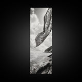 Flowing Fabric Over Ocean, Framed Canvas Print, wabi sabi art, coastal decor, boho art, minimalist art, above couch art, panoramic painting
