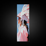 Pink Headdress Woman Canvas Print Wall Art Colorful Graffiti Wall Art Tall Narrow Art