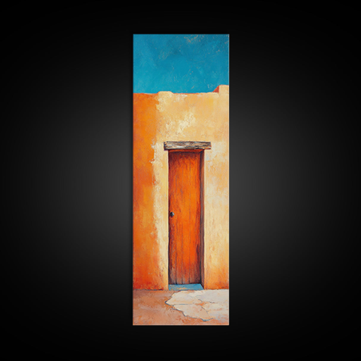 Desert Sunset Door Canvas Print Rustic Southwest Wall Art Warm Earth Tone Art Wabi Sabi Painting Living Room Wall Art