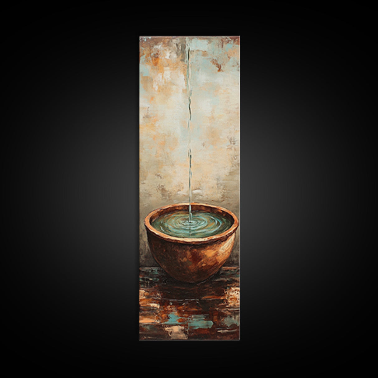 Rustic Water Fountain Zen Wall Art Framed Canvas Print Wabi Sabi Art Minimalist Art Above Bed Wall Art Farmhouse Art