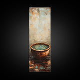 Rustic Water Fountain Zen Wall Art Framed Canvas Print Wabi Sabi Art Minimalist Art Above Bed Wall Art Farmhouse Art