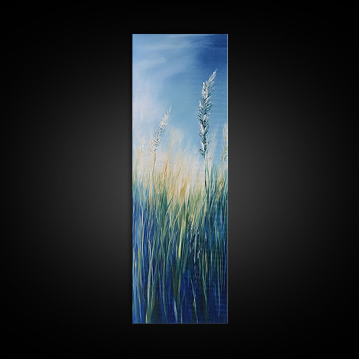 Bluegrass Field Wildflower Painting Framed Canvas Print Rustic Art Vertical Wall Art Farmhouse Art Botanical Prints