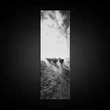 Dusty Cattle Drive, Western Landscape, Framed Canvas Print, Rustic Wall Art, Moody Art, Extra Wide Art, Southwest Wall Art