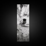 Pioneer Covered Wagon, Rustic Wall Art, Framed Canvas Print, Farmhouse Art, Western Décor, Minimalist Art, Extra Wide Art