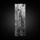 Howling Coyote, Framed Canvas Print, southwest wall art, rustic wall art, wildlife photography, desert landscape art, cowboy art, boho home decor
