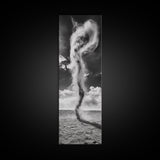 Dust Storm, Twister Framed Canvas Print, dramatic landscape painting, panoramic art, moody art, western décor, extra wide art, rustic wall art
