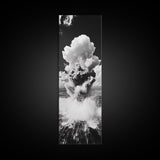 Explosive Ocean Wave, Framed Canvas Print, coastal décor, nautical painting, seascape painting, black and white photography,  panoramic art