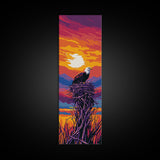 Vibrant Sunset Eagle, Canvas Print, bird art, landscape painting, moody art, rustic décor, southwest wall art, pine tree art, gift idea him