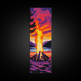 Sunset Campfire Canvas Print, landscape painting, moody art, southwest wall art, mountain painting, coastal décor, rustic décor, gift idea him