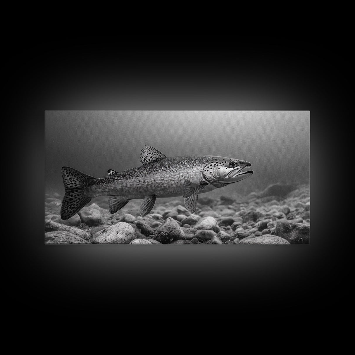 Trout, Fly Fishing Art, Rustic Decor, Coastal Wall Art, Lake Tahoe Art, Fishing Art, Nautical Painting, Framed Canvas Print