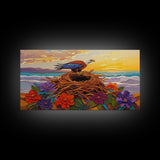 Bald Eagle Nest, bird art, mountain painting, moody art, southwest wall art, patriotic decor, nature art, Framed Canvas Print