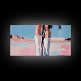 White Boots Painting, Southwest Wall Art, Country Western Aesthetic, Pink and Blue Art, Framed Canvas Print, Rustic Decor, Extra Wide Art