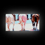 Cowboy Riders, vintage horse art, rustic wall art, western art, coastal cowgirl wall art, panoramic art, framed canvas print