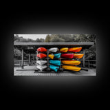 Vibrant Kayak Storage Canvas Print Coastal Decor Nautical Painting Lake Tahoe Art Horizontal Wall Art Gift Idea Living Room Art
