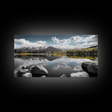 Majestic Lake Reflection Canvas Print Landscape Painting Mountain Painting Nature Wall Art Bedroom Art Extra Wide Panoramic Art