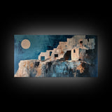 Adobe House, Southwest Wall Art, Boho Art, Wabi Sabi Art, Rustic Decor, Extra Wide Art, Bright Home Decor, Framed Canvas Print
