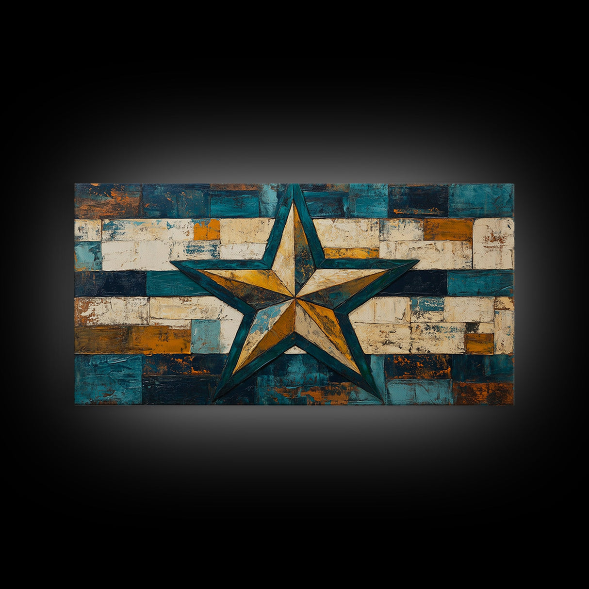 Lone Star Art, Framed Canvas Print, Rustic Wall Art, Southwest Wall Art, Geometric Wall Art, Extra Wide Art, Above Couch Art, Farmhouse Decor