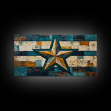 Lone Star Art, Framed Canvas Print, Rustic Wall Art, Southwest Wall Art, Geometric Wall Art, Extra Wide Art, Above Couch Art, Farmhouse Decor