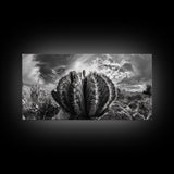 Desert Cactus, southwest wall art, Joshua tree art, rustic art, landscape painting, desert decor, panoramic art, Canvas Print
