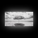 Beach Umbrella, Coastal Wall Art, Minimalist Art, Panoramic Art, Nautical Decor, Extra Wide Art, Coastal Landscape Art, Canvas Print