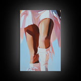Cowgirl Boots, black cowgirl painting, coastal cowgirl wall art, rustic decor, light pink wall art, western aesthetic, Framed Canvas Print