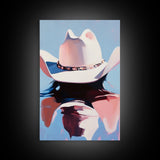 Western Hat, Moody Art, Rustic Wall Art, Farmhouse Art, Canvas Print, Above Bed Wall Art, Southwest Wall Art, Gift Idea For Him