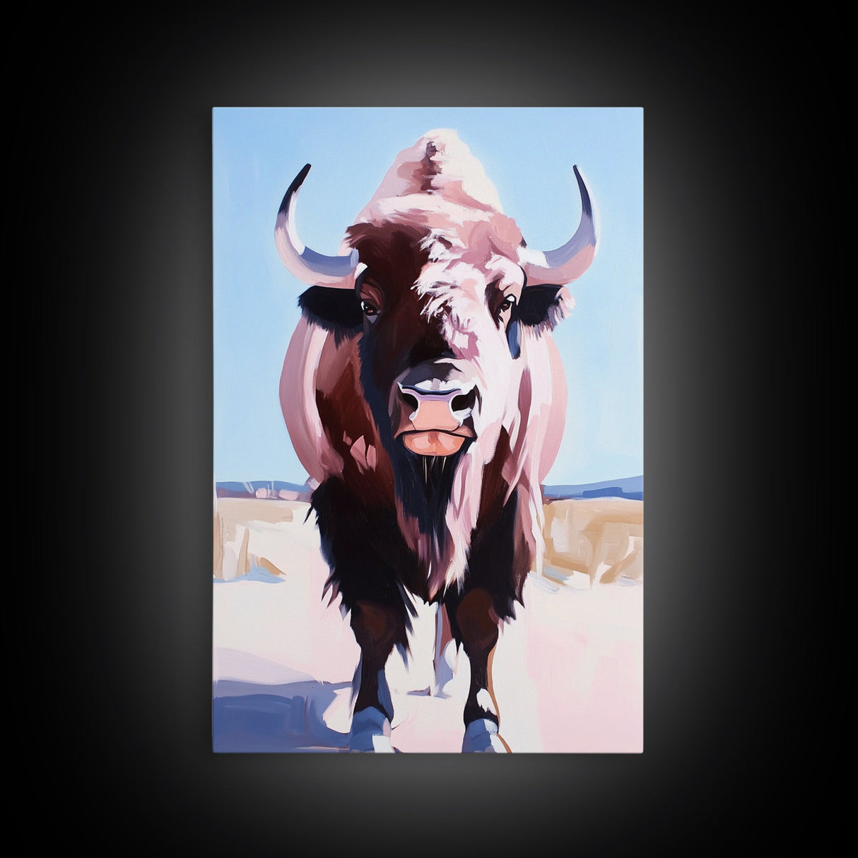 Majestic Bison, Southwest Wall Art, Rustic Decor, Bull And Bear Art, Canvas Print, Farmhouse Style, Living Room Art, Western Painting