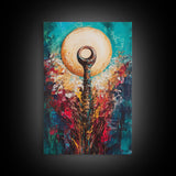 Sacred Symbol Artwork, sacred geometry wall art, abstract energy art, teal wall art, mystical artwork, framed canvas print, boho art, moody art