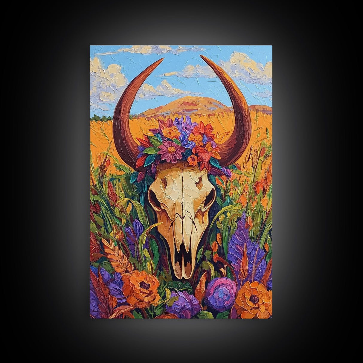 Western Carriage Art, Bold Color Painting, Southwest Wall Art, Framed Canvas Print, Rustic Decor, Moody Art, Extra Wide Art, Farmhouse Aesthetic, Gift Idea