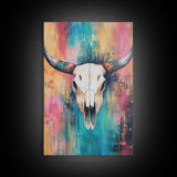 Southwest Wall Art, Skull Art, Rustic Decor, Boho Art, Framed Canvas Print, Western Aesthetic, Farmhouse Art, Above Couch Art, Gift Idea