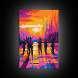 Cowboy Western Art, Chicano Art, Bold Color Painting, Framed Canvas Print, Southwest Aesthetic, Boho Decor, Extra Wide Art, Gift Idea