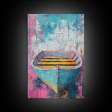 Blue Rowboat Painting, Nautical Painting, Coastal Wall Art, Rustic Decor, Extra Wide Art, Canvas Print, Farmhouse Art, Moody Art