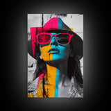 Urban Pop Art, Woman Portrait, Graffiti Wall Art, Chicano Art, Contemporary Art, Gift Idea, Framed Canvas Print, Whimsical Art