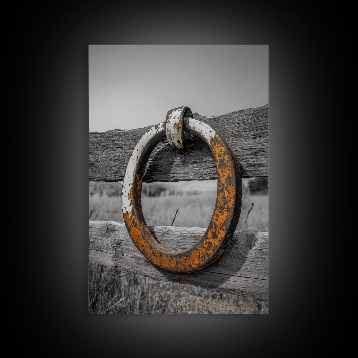Rustic Metal Ring, Wabi Sabi Wall Art, Rustic Decor, Farmhouse Art, Minimalist Art, Weathered Metal Art, Canvas Print, Gift Idea