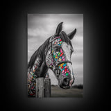 Painted Horse, Mosaic Wall Art, Blotter Art, Horse Wall Art, Boho Art, Colorful Western Art, Canvas Print, Gift Idea