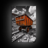 Old Mine Cart, Rustic Decor, Southwest Wall Art, Industrial Art, Wabi Sabi Wall Art, Moody Art, Canvas Print, Gift Idea