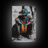Colorful Cowboy, Graffiti Wall Art, Chicano Art, Modern Western Art, Moody Art, Rustic Decor, Urban Art, Canvas Print, Gift Idea