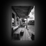 Western town, rustic wall art, farmhouse art, extra wide art, above couch art, cowboy decor, horizontal wall art, framed canvas print