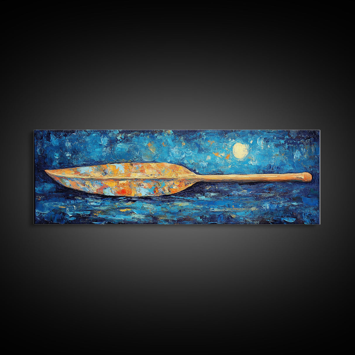 Paddle, nautical wall art, coastal decor, ocean painting, panoramic art, extra wide art, blue and green wall art, Framed Canvas Print