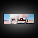 White Wagon, western painting, rustic art, farmhouse wall art, above couch art, cowboy decor, panoramic painting, canvas print, extra wide art