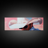 Cowboy Portrait, Pink Abstract Art, Southwest Wall Art, Canvas Print, Light Pink Wall Art, Rustic Decor, Living Room Art