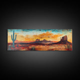 Southwest Wall Art, Framed Canvas Print, Joshua Tree Art, Desert Landscape Painting, Extra Wide Art, Rustic Wall Art, Above Couch Art, Gift Idea