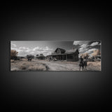 Western Town, Cowboy Art, Old West Wall Art, Rustic Wall Art, Farmhouse Decor, Historical Landscape Art, Panoramic Art, Canvas Print