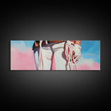 Cowgirl Holding Rope, black cowgirl painting, pink orange wall art, rustic wall art, western decor, framed canvas print, wall decor