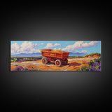 Rustic cart, farmhouse art, rustic wall art, above couch art, wabi sabi art, barn landscape oil painting, framed canvas print, gift idea