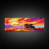 Stagecoach Sunset, southwest wall art, Joshua tree art, pink orange wall art, rustic art, vintage horse art, canvas print
